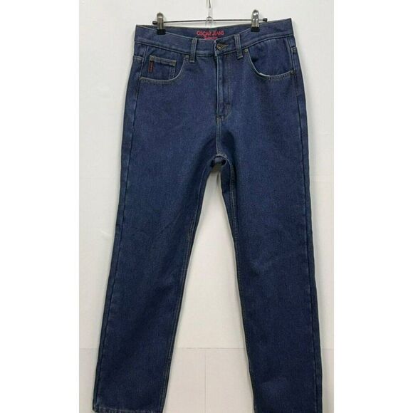 Oscar Jeans Fleece-Lined Relaxed Fit Stone Wash Denim Pants 32x32 100% Cotton Sh - Picture 1 of 15